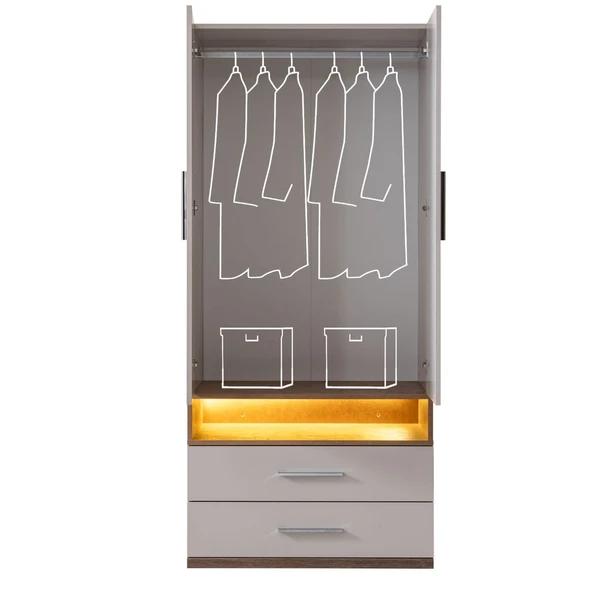 Gardırop, Milano 4 Kapaklı Çekmeceli, Aynalı Köşe Dolap - 6