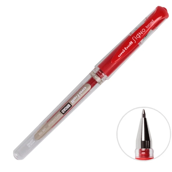 Uni-Ball Kırmızı Roller Kalem Signo Broad Jel Bilye Uç İmza Kalemi 1.0 MM | UM-153