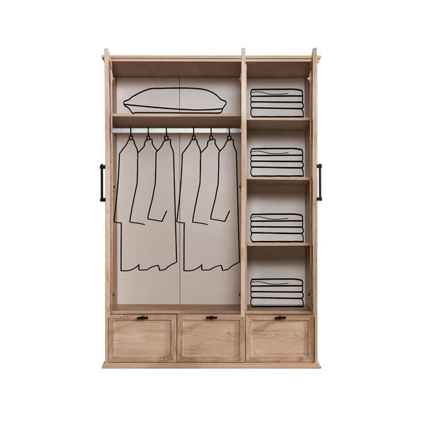 Polo Genç Odası - 3 Kapaklı Dolap, Karyola, Komodin, Çalışma Masası, Şifonyer, Kitaplık - 3