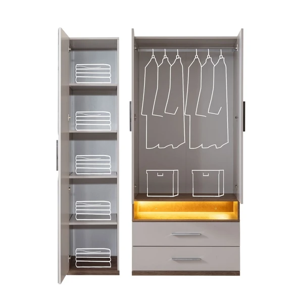 Genç Odası - 5 Kapaklı Aynalı Dolap, Karyola, Komodin, Çalışma Masası, Kitaplık - 5