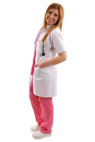 Bayan Dr. Hakim Yaka Vizit Önlüğü Alpaka Kumaş XLARGE - 1