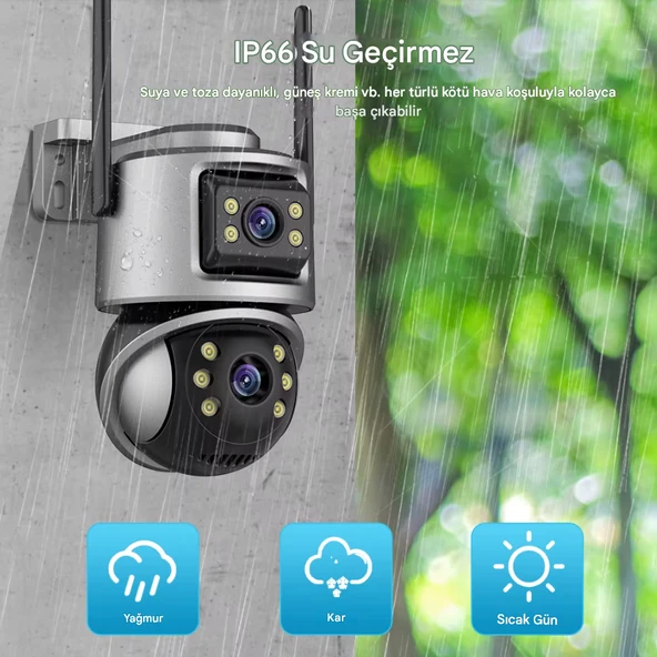 QASUL 8MP Wifi PTZ Kameralar Dış Mekan 4K Çift Lens Çift Ekran Otomatik Takip IP Kamera CCTV İki Yönlü Ses Video Gözetim - 8