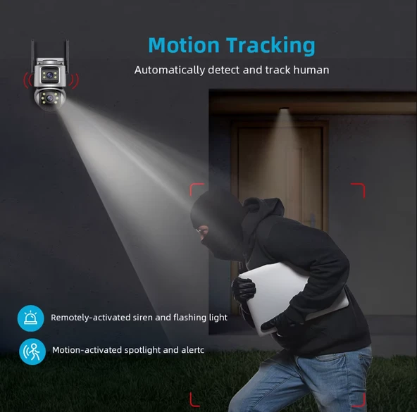 QASUL 8MP Wifi PTZ Kameralar Dış Mekan 4K Çift Lens Çift Ekran Otomatik Takip IP Kamera CCTV İki Yönlü Ses Video Gözetim - 9