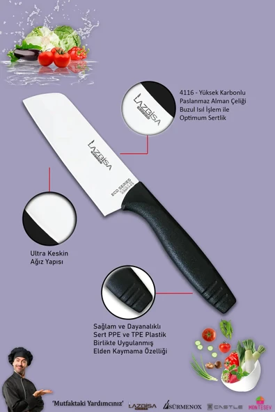 Eco Serisi Mutfak Bıçak Seti Et Ekmek Sebze Pizza Salata Şef Bıçağı 3 Parça Set ( Mft-4527) - 3