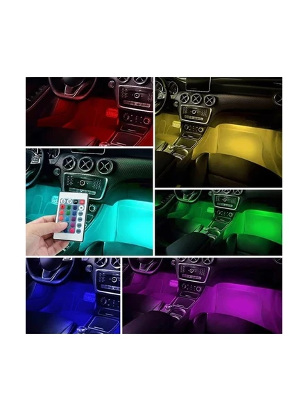 48 LED RGB Araç İçi Dekoratif Aydınlatma Uzaktan Kumandalı & Uygulama Kontrollü Atmosfer Işığı - 3