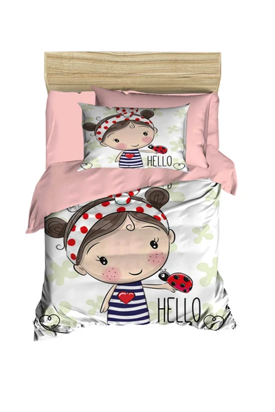 Dijital Baskılı 3d Pamuklu Yenidoğan Bebek Nevresim Takımı Hello Girl - 2