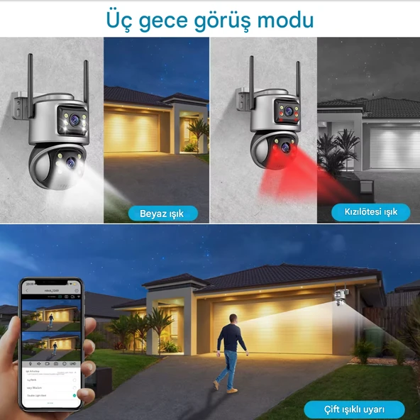 QASUL 8MP Wifi PTZ Kameralar Dış Mekan 4K Çift Lens Çift Ekran Otomatik Takip IP Kamera CCTV İki Yönlü Ses Video Gözetim - 6
