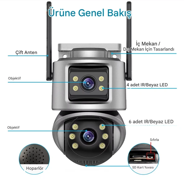 QASUL 8MP Wifi PTZ Kameralar Dış Mekan 4K Çift Lens Çift Ekran Otomatik Takip IP Kamera CCTV İki Yönlü Ses Video Gözetim - 2