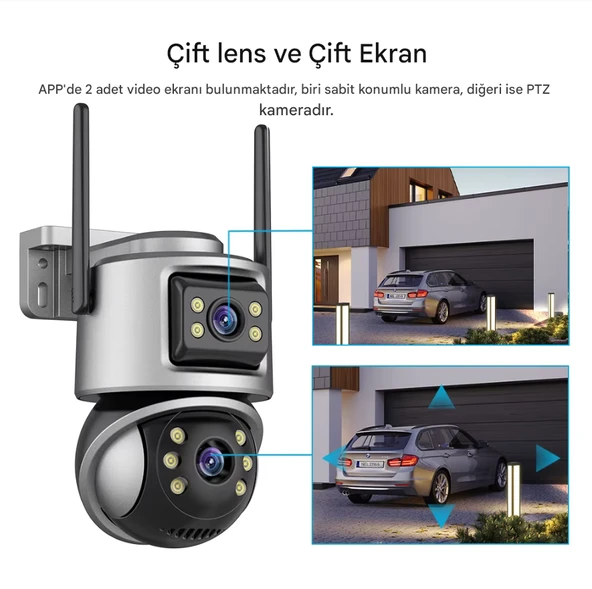 QASUL 8MP Wifi PTZ Kameralar Dış Mekan 4K Çift Lens Çift Ekran Otomatik Takip IP Kamera CCTV İki Yönlü Ses Video Gözetim - 3