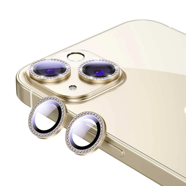 Apple iPhone 15 Plus Taşlı Lüx Kamera Lens Koruyucu Cam HD ZRCL-06