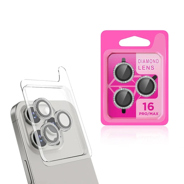 Apple iPhone 16 Pro Taşlı Lüx Kamera Lens Koruyucu Cam HD ZRCL-06 ürün görseli 1