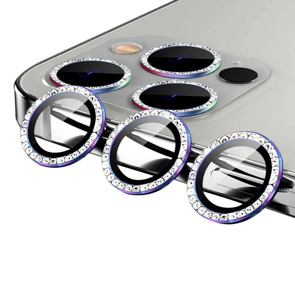 Apple iPhone 11 Pro Taşlı Lüx Kamera Lens Koruyucu Cam HD ZRCL-06
