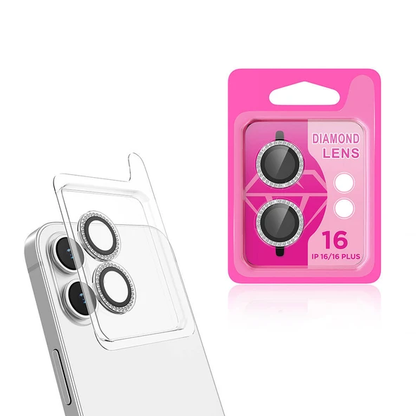 Apple iPhone 16 Plus Taşlı Lüx Kamera Lens Koruyucu Cam HD ZRCL-06 ürün görseli 1