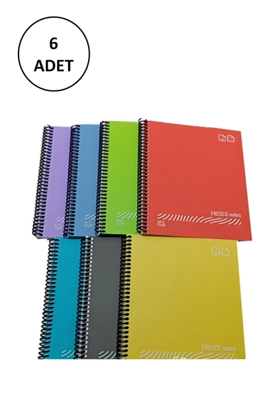 FRESCO Spiralli Plastik Defter A4 144 Yaprak Çizgili GP.3-4940000-2011 6 Adet