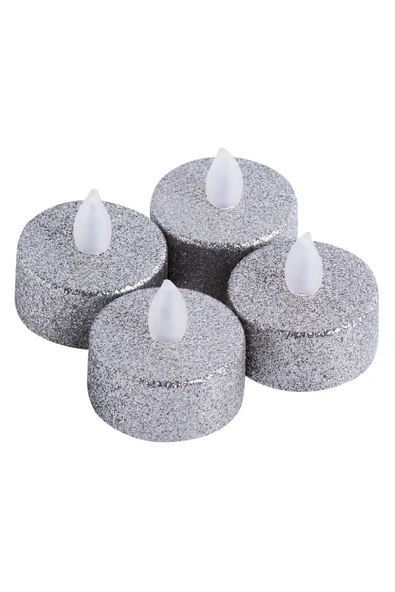 Dekoratif LED Tealight Mum Seti - 4 Adet Alev Efektli, Altın Renk, Alevsiz Işıklı Mum - 2