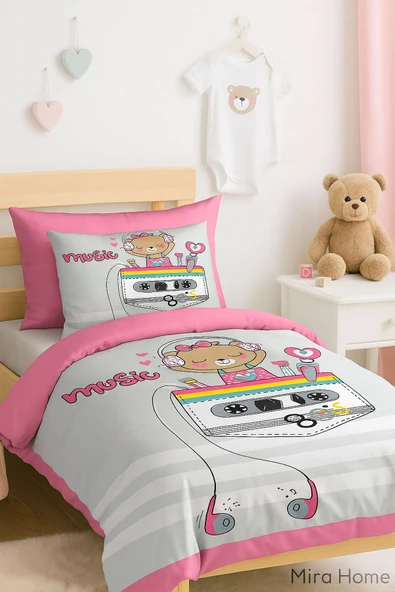 Dijital Baskılı 3d Pamuklu Yenidoğan Bebek Nevresim Takımı Enjoy Music