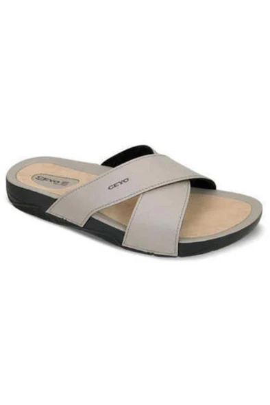 Ceyo 9877 Anatomik Taban Erkek Terlik Koyu Bej 40-45