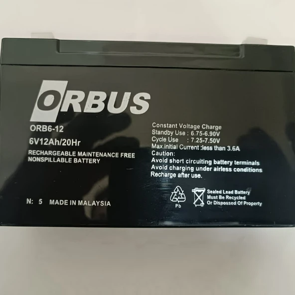 ORBUS 6 Volt 12 Amper akü