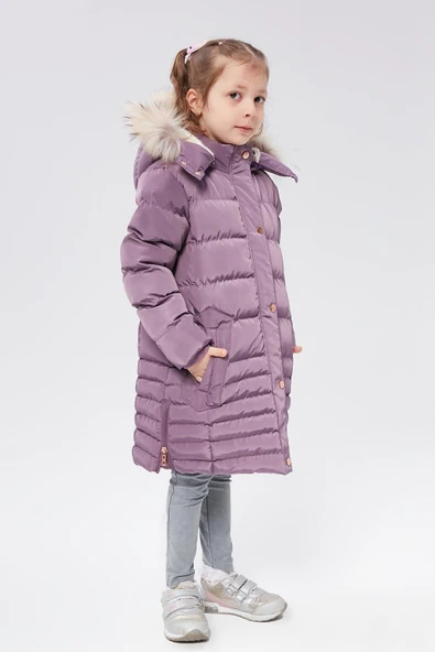 Benittokids Kız Çocuk Natürel Kürklü Kaban 51301 - 9