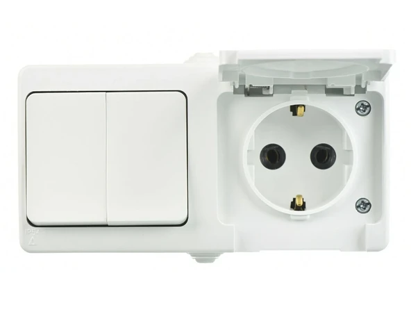 Günsan Sıva Üstü Komütatör + Kapaklı Topraklı Priz Nemliyer Beyaz ürün görseli