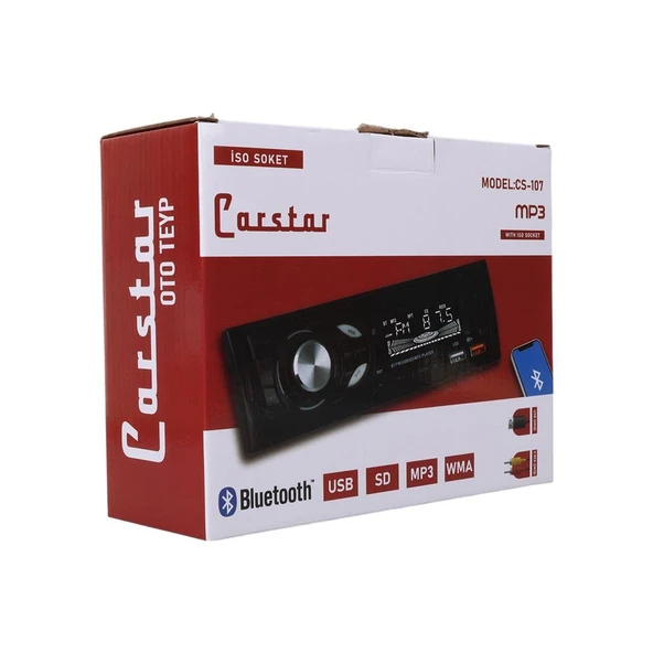 Ayt Carstar CS-107 Çift Usb Sd Hafıza Kartı Fm Radyo Aux Bluetooth Araç Teyibi Kumandalı Oto Teyp 4X60 Watt Dijital - 9
