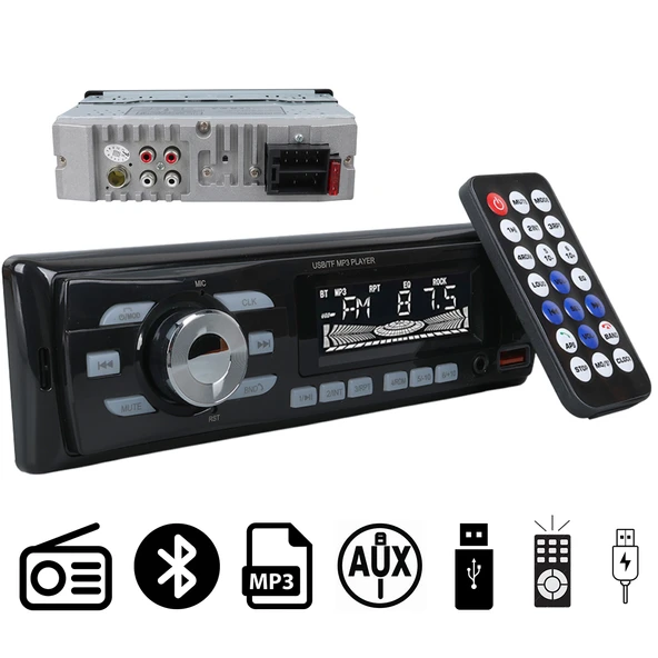 Ayt Carstar CS-930 Çift Usb Sd Hafıza Kartı Fm Radyo Aux Bluetooth Araç Teyibi Kumandalı Oto Teyp 4X60 Watt Dijital ürün görseli 1