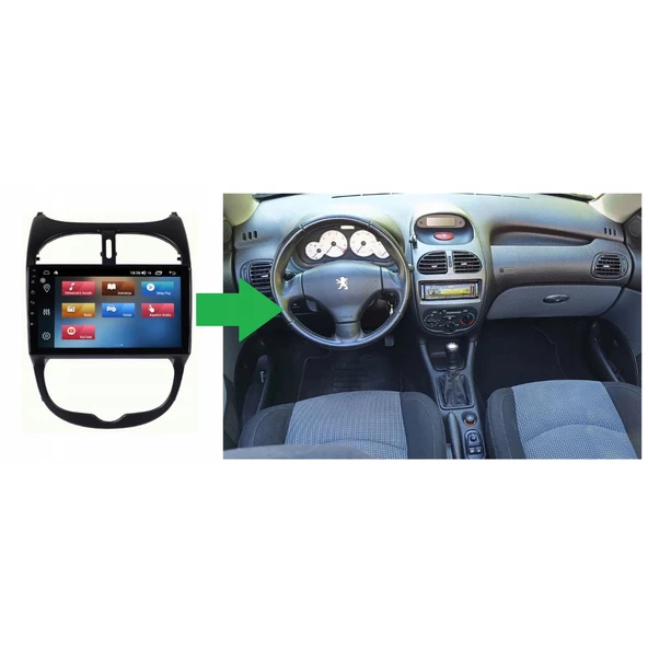 Peugeot 206 - Araç Multimedya Ekran - 4GB 64GB - S - Black - 1998 - 2010 - 9 Inch - MYWAY - RED - 5