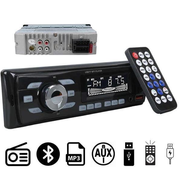 Ayt Carstar CS-930 Çift Usb Sd Hafıza Kartı Fm Radyo Aux Bluetooth Araç Teyibi Kumandalı Oto Teyp 4X60 Watt Dijital - 6