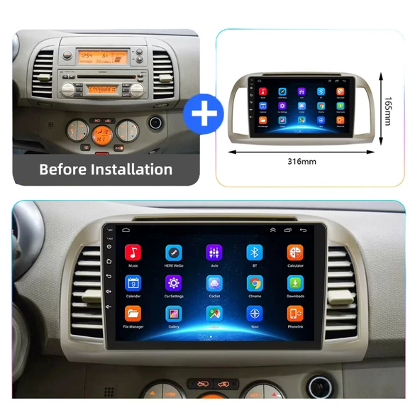 Nissan MİCRA - Araç Multimedya Ekran - 4GB 64GB - S - Bej - 2002 - 2010 - 9 Inch - MYWAY - 4