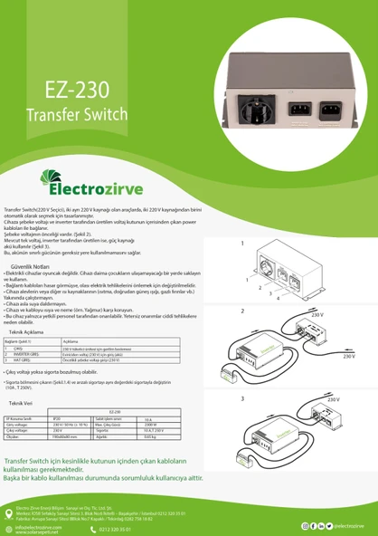 Electrozirve 10A Transfer Switch - Resim 2