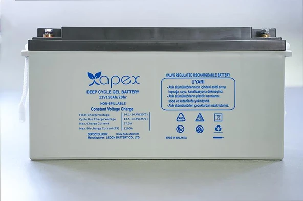 12V 150Ah Jel Akü Apex - Resim 2