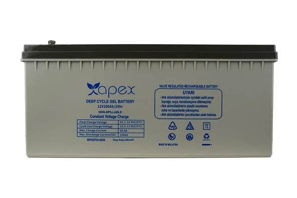 12V 200Ah Jel Akü Apex - Resim 2