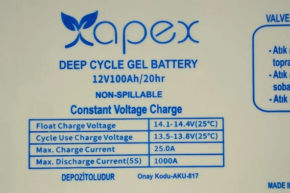 12V 100Ah Jel Akü Apex - 3