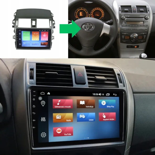 Toyota Corolla - Araç Multimedya Ekran - 4GB 64GB - Büyük - Gri - 2007 - 2013 - 9 Inch - MYWAY - 5