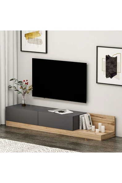 Majör Tv Sehpası Antrasit/Naturel - 3