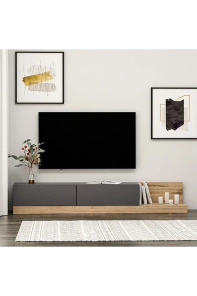 Majör Tv Sehpası Antrasit/Naturel