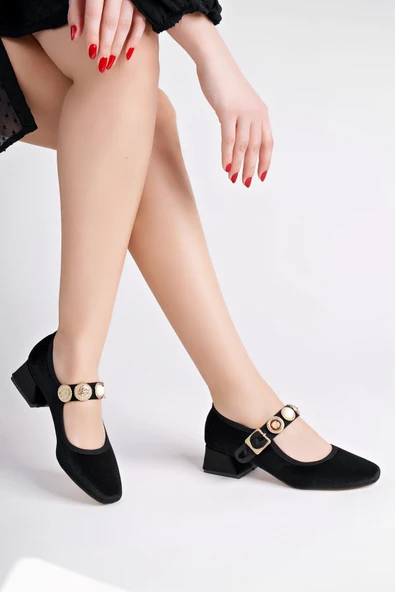 Muggo PREETİ Broş Detaylı Tek Bantlı Günlük Kadın Topuklu Ayakkabı - 9