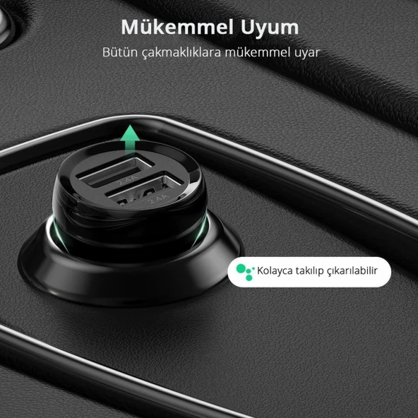 Ugreen 50875 2xUSB-A 24W Hızlı Araç Şarj Adaptörü - 4