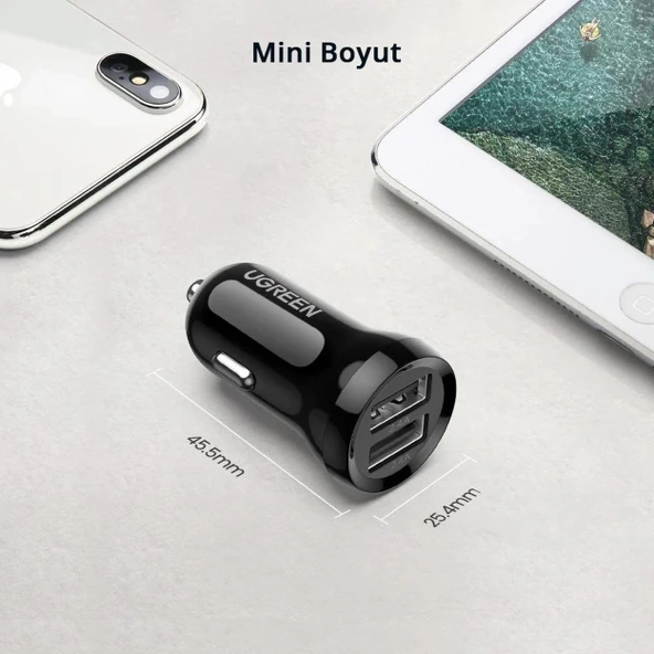 Ugreen 50875 2xUSB-A 24W Hızlı Araç Şarj Adaptörü - 7