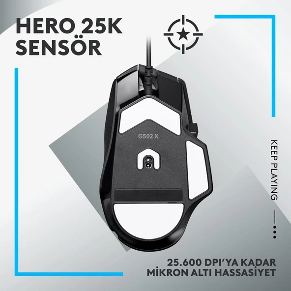 Logitech G502 X 910-006139 Siyah Optik Kablolu Oyuncu Mouse - Teşhir - 6