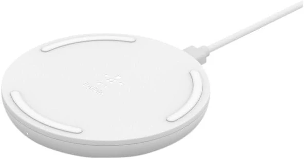 Belkin BoostCharge 10 W, iPhone 15, 14, 13, 12, SE, 11, XS, XR, X,8, Samsung Galaxy, Google Pixel uyumlu Hızlı Kablosuz Şarj Cihazı, Beyaz Teşhir