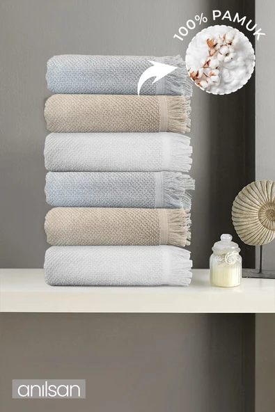 6'lı Jelena El Havlusu - 50x90 Cm, 225 Gr, %100 Pamuk, Spa Ve Otel Havlusu, Günlük Kullanıma Uygun