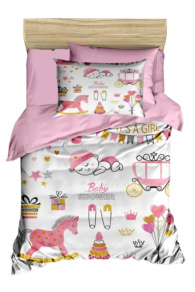 Dijital Baskılı 3d Pamuklu Yenidoğan Bebek Nevresim Takımı Happy Baby Shower - 2