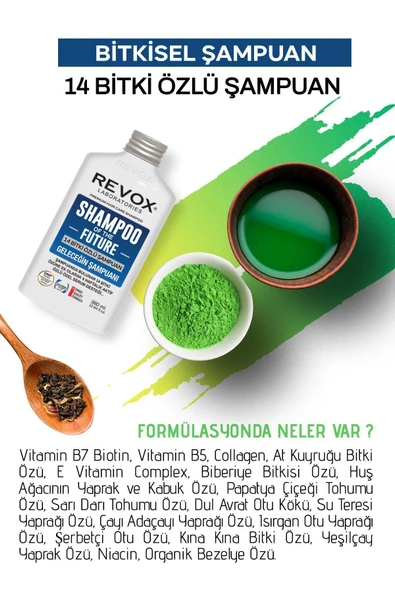 Bitkisel Şampuan ve Aktif Özlü 4 Adet Özel Destek Serumu Saç Bakım Seti Geleceğin Şampuanı - 3