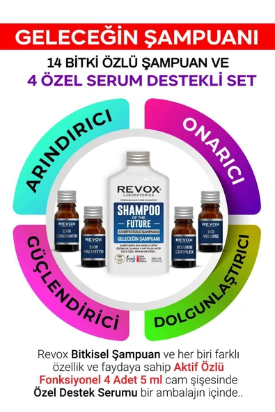 Bitkisel Şampuan ve Aktif Özlü 4 Adet Özel Destek Serumu Saç Bakım Seti Geleceğin Şampuanı - 2
