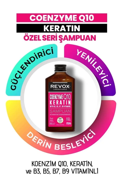 Coenzyme Q10 Keratin Vitamain Kompleks Güçlendirici Yenileyici Derin Besleyici Saç Bakım Şampuanı - 2