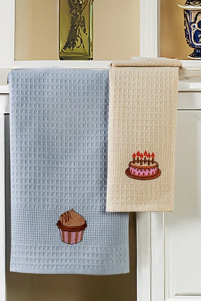 Upstyle 6'lı Nakışlı Kurulama Peçetesi Seti 40x60 cm Lila %100 Pamuk Yumuşak ve Emici - Resim 5