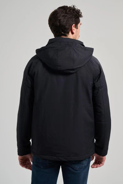 Siyah Bez Ayağı Polo Yaka Düz Tam Astar Standart Fit Casual Mont 1007245165_001 - Resim 5