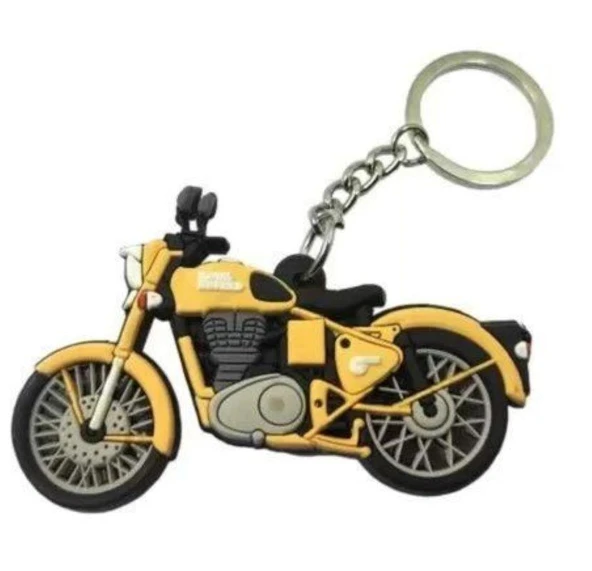 Royal Enfield Sarı Renk Motorsiklet Şeklinde Anahtarlık 8,5x5 Cm Hediyelik Süs