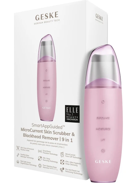 Geske Titreşimli Mikro Akım Siyah Nokta Temizleme Cihazı MicroCurrent Skin Scrubber & Blackhead Remover 9in1 Pembe